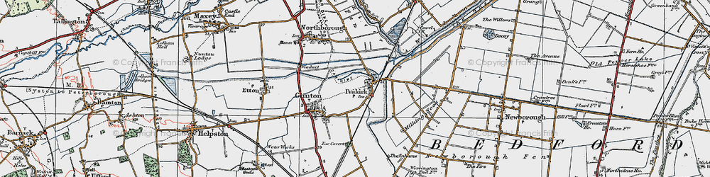 Old map of Peakirk in 1922
