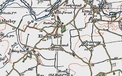 Old map of Peaseland Green in 1921