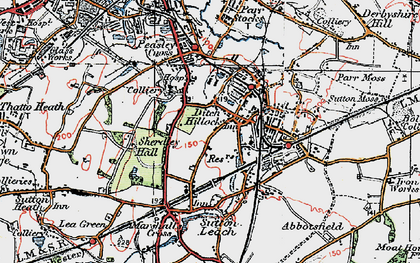 Old map of Peasley Cross in 1923