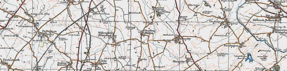 Old map of Peatling Magna in 1920