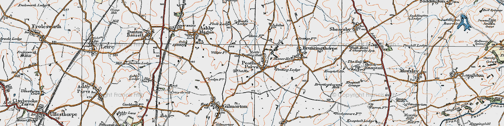 Old map of Peatling Parva in 1920