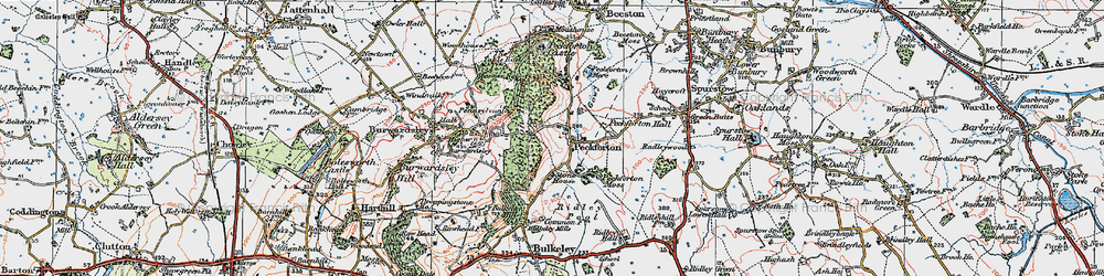 Old map of Peckforton in 1923