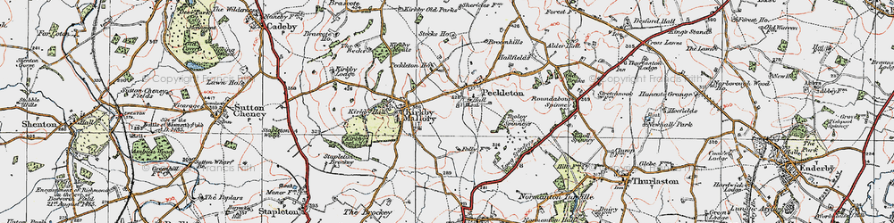 Old map of Peckleton in 1921