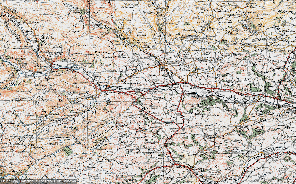 Old Map of Historic Map covering Brithdir in 1921