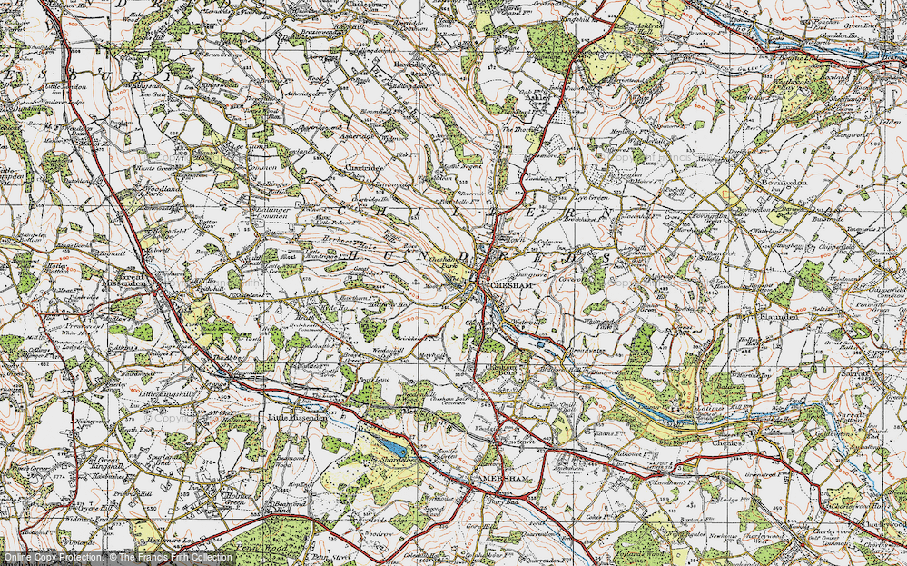 Old Map of Historic Map covering Bury, The in 1920