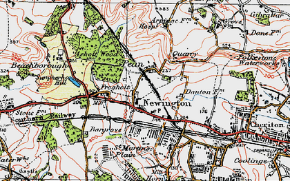 Old map of Peene in 1920