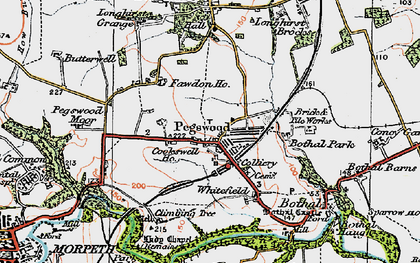 Old map of Pegswood in 1925