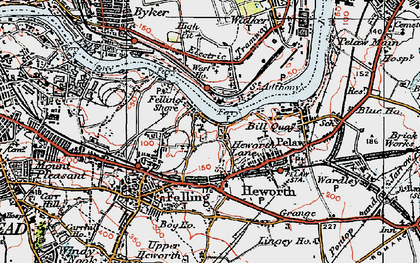 Old map of Pelaw in 1925