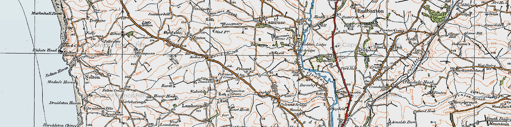 Old map of Pelcomb in 1922