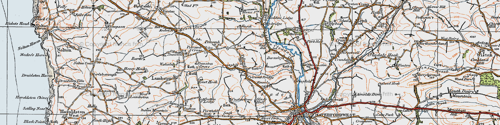 Old map of Pelcomb Bridge in 1922