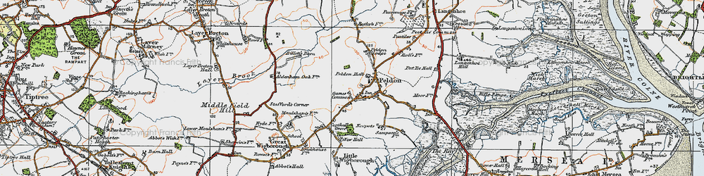 Old map of Peldon in 1921