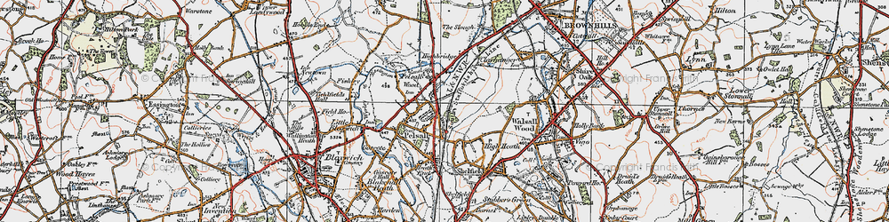 Old map of Pelsall in 1921