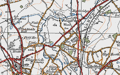 Old map of Pelsall Wood in 1921
