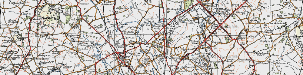 Old map of Pelsall Wood in 1921
