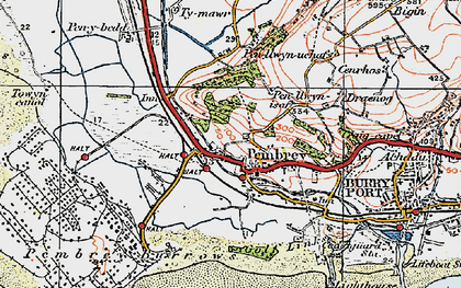 Old map of Pembrey in 1923