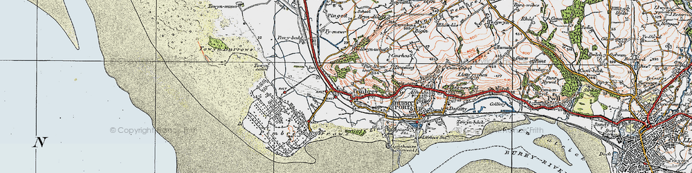 Old map of Pembrey in 1923