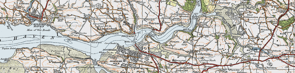 Old map of Pembroke Ferry in 1922