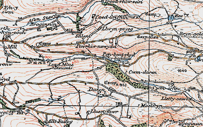 Old map of Pen-bont Rhydybeddau in 1922