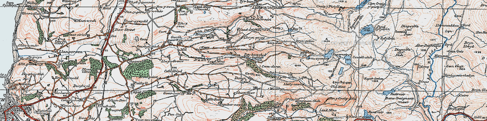 Old map of Pen-bont Rhydybeddau in 1922