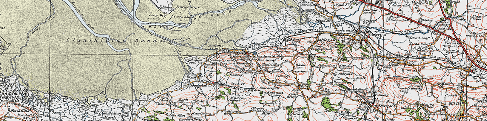 Old map of Pen-clawdd in 1923