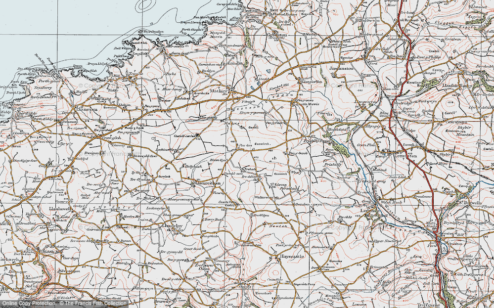 Old Map of Historic Map covering Blaen-Llyn in 1922