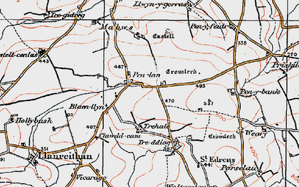 Old map of Blaen-Llyn in 1922