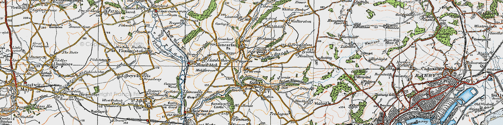 Old map of Pen-onn in 1922