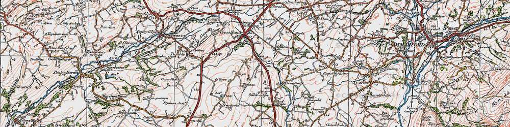 Old map of Bryn Gelli in 1923