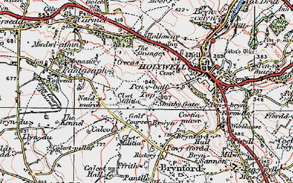 Old map of Pen-y-Ball Top in 1924