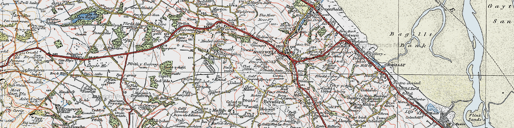 Old map of Pen-y-Ball Top in 1924