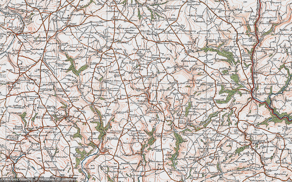 Old Map of Historic Map covering Woodlands in 1922
