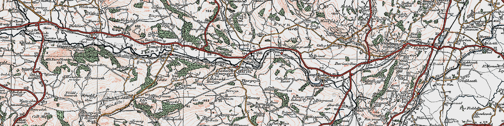 Old map of Pen-y-bont Llanerch Emrys in 1921