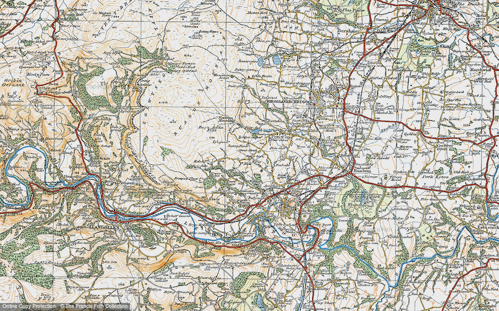 Old Map of Historic Map covering Bryn- Adda in 1921