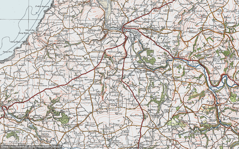 Old Map of Historic Map covering Pantygrwndy in 1923