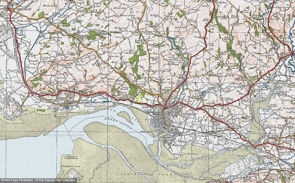 Old Map of Historic Map covering Stradey Castle in 1923