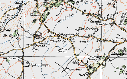 Old map of Pen-y-garnedd in 1922