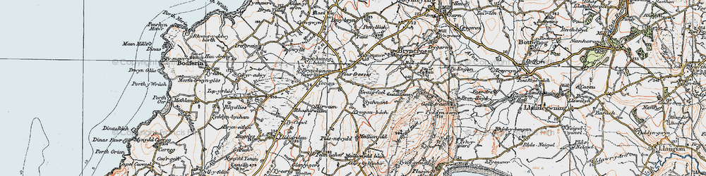 Old map of Pen-y-groeslon in 1922