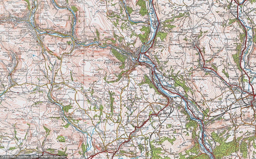 Old Map of Historic Map covering Lle'r Gaer in 1922