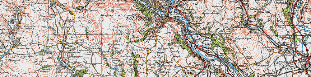 Old map of Pen-y-rhiw in 1922