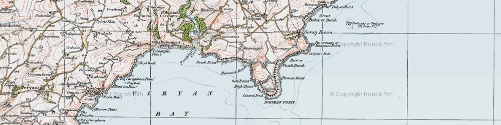 Old map of Penare in 1919