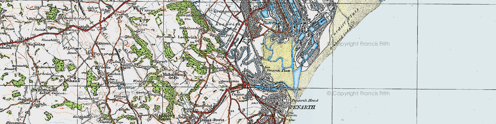 Old map of Penarth Moors in 1919