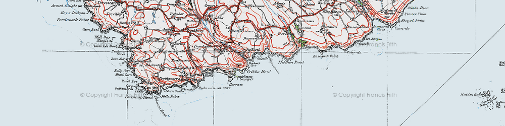 Old map of Penberth Cove in 1919