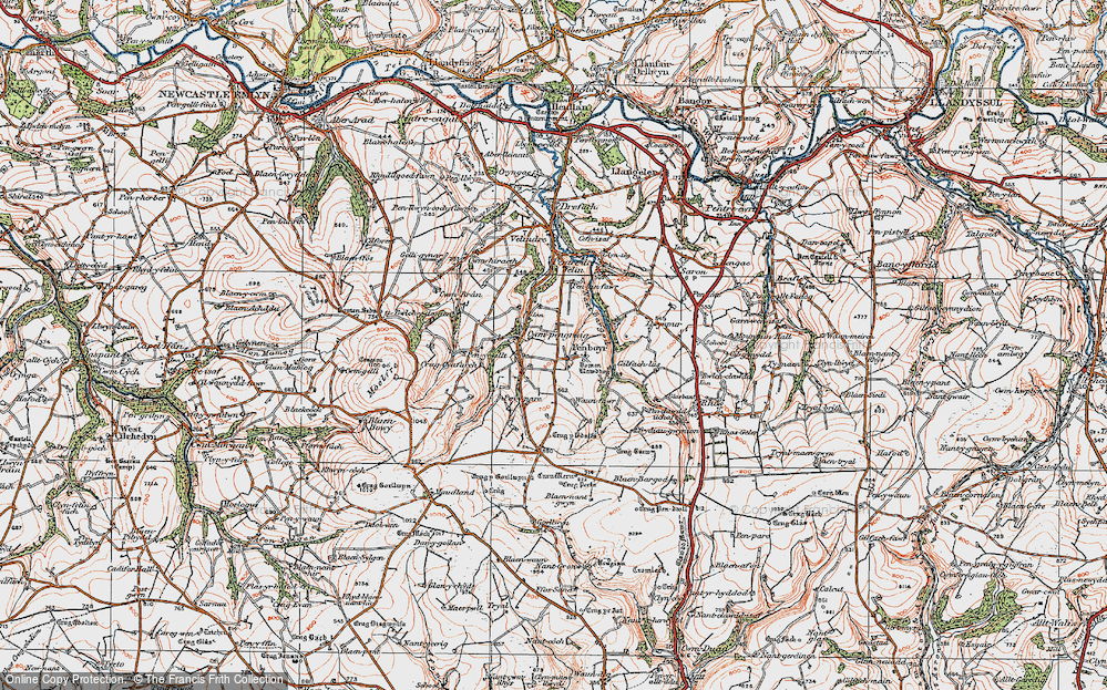 Old Map of Historic Map covering Tomenlawddog in 1923