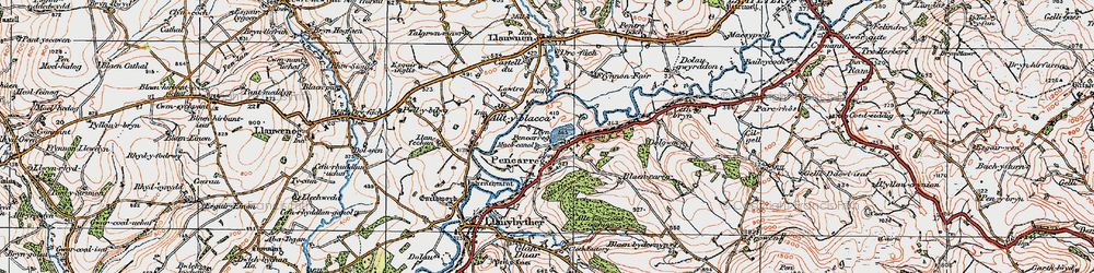 Old map of Allt Tan-coed-cochion in 1923