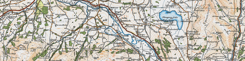 Old map of Pencelli in 1919