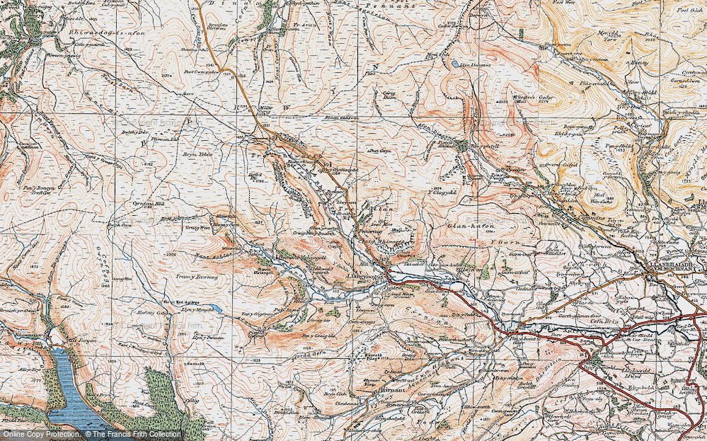 Old Map of Historic Map covering Afon Tanat in 1921