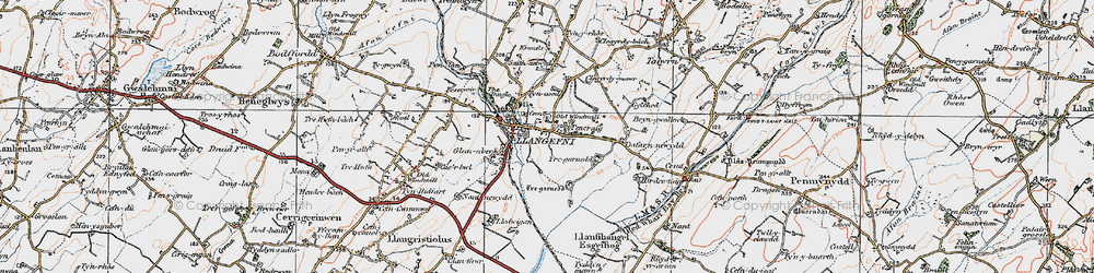 Old map of Bryngwallan in 1922