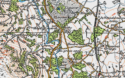 Old map of Pencroesoped in 1919