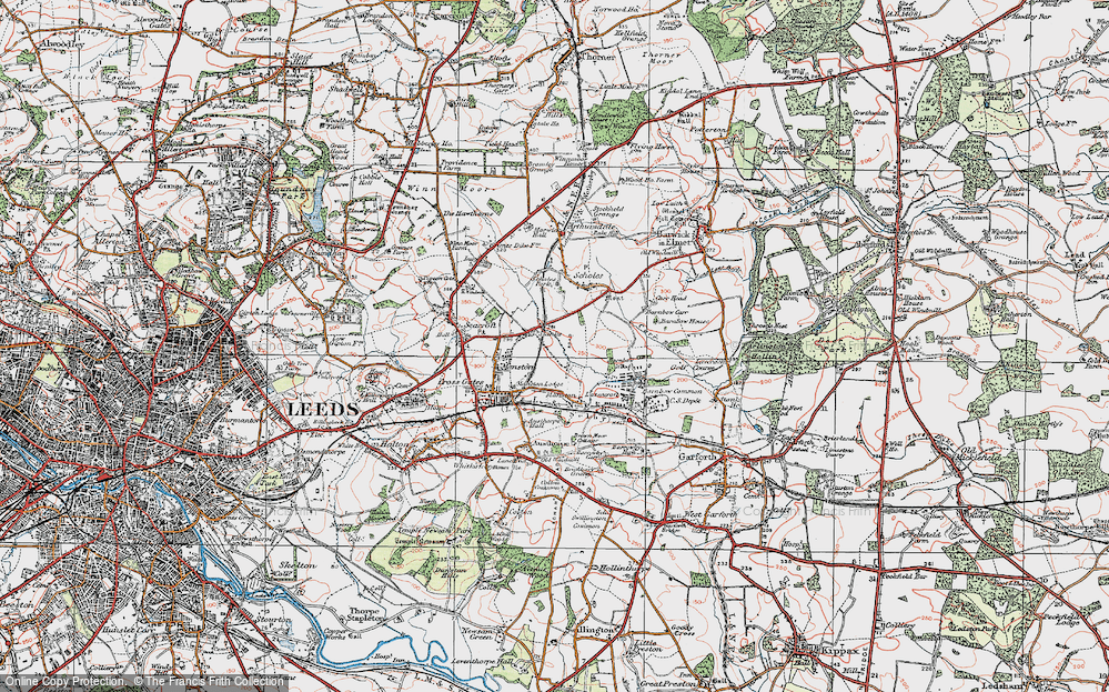 Old Map of Historic Map covering Barnbow Wood in 1925