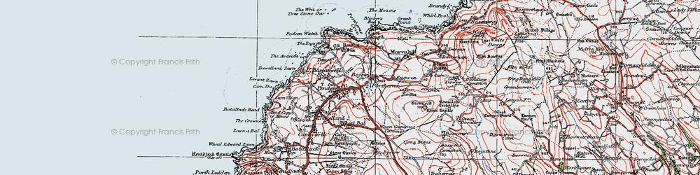 Old map of Pendeen in 1919
